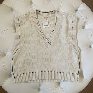 NWT Free People Knit Vest with black stitching, size S